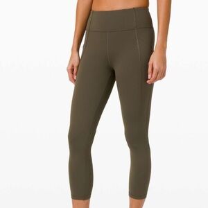 Lululemon Time To Sweat Crop 23" Size 6 - Dark Olive